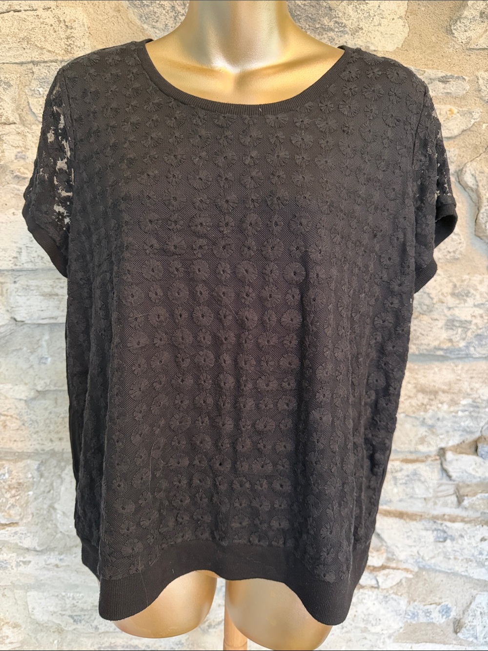 Floral Lace Front Short Sleeve Top